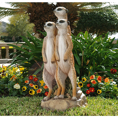 #ad 26quot; Adorable Gang of Meerkat Friends Sentry Stance Home Garden Statue Sculpture