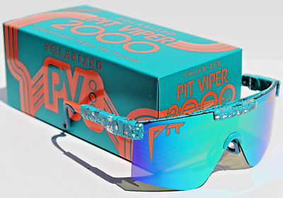 #ad PIT VIPER The Marina 2000 POLARIZED Sunglasses Blue Splatter Shield NEW