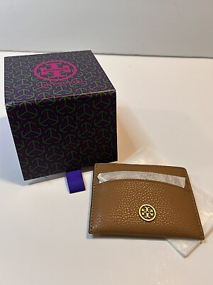 #ad Tory Burch Kira Pebbled Leather Card Case NWT And Gift Box