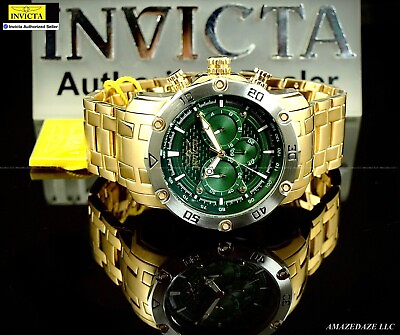 #ad NEW Invicta Men 50mm Pro Diver Scuba Chronograph Stainless St. GREEN DIAL Watch