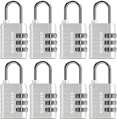 #ad 3 Digit Small Combination Lock for Locker 8Pack Resettable Luggage
