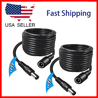 #ad 2Pack 3m 5.5mm x 2.1mm DC Power Extension Cable Male Female Cord 22AWG 12V 5A $9.92