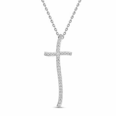 #ad Wavy Infinity Cross Necklace Pendant Women Jewelry 925 Sterling Silver Cross