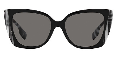 #ad Burberry Meryl Women#x27;s Sunglasses Black Check White Black Dark Gray Polarized