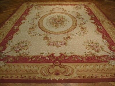 #ad 9#x27; x 12#x27; Red Aubusson Weave Rug #PIX 10042