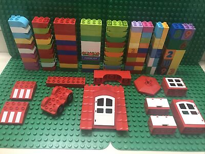 #ad 100 Starter Lot LEGO DUPLO BUILDING BLOCKS BRICKS 2x4 2x2 House Curved 🔥