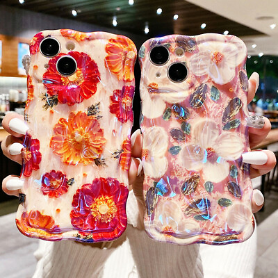 #ad 3D Colorful Oil Painting Phone Case for iPhone 14 Pro Max 13 12 11 Flower Cover