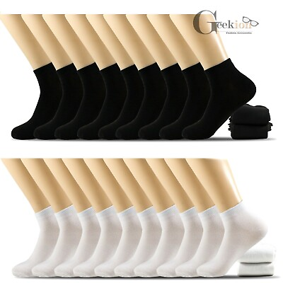 #ad 6 12 Pairs Mens Women Black White Cotton Sports Low Cut Ankle Quarter Thin Socks