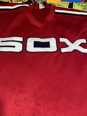#ad MAJESTIC COOPERSTOWN COLLECTION 1985 CHICAGO WHITE SOX BP RED JERSEY Vtg 2X Sewn