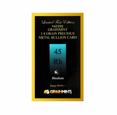 #ad 10 x Rhodium Metal Crystal Pure 99.95% 1 4 0.25 Grain GrainMint Bullion Cards