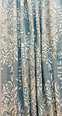 #ad Tahari Home Green Medallion Fabric Shower Curtain 70 x 72 in