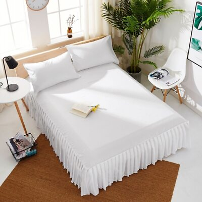 #ad Pleated Bed Skirt With surface Solid Color Bed Cover dust proof Mattress Cover