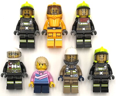 #ad Lego New Fire Fighter Minifigures from Set Fire Brigade 60321 Firemen Figures