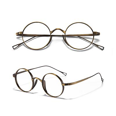 #ad Retro Round Eyeglass Frames Pure Titanium Glasses Men Women Lightweight Fashion