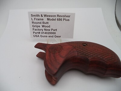 #ad 414020000 Smith amp; Wesson L Frame Model 686 Plus Wood Grips New Part