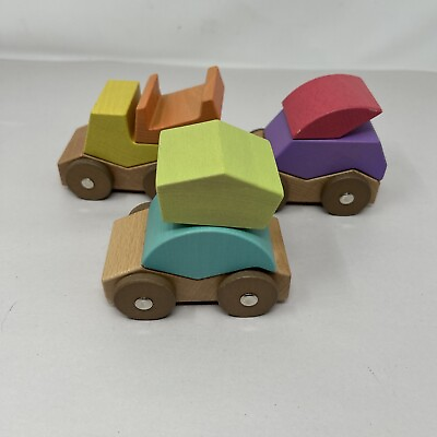 #ad Mindware Babu Baby Wooden Roller Stacker Car Truck Set Toy w Box