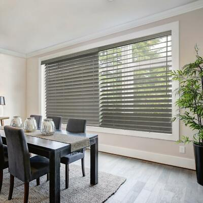 #ad CUSTOM CUT Home Decorators Gray Cordless 2 1 2 in. Premium Faux Wood Blind