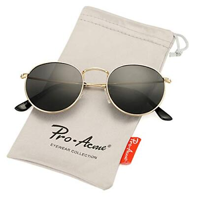 #ad Small Round Metal Polarized Sunglasses for Women Retro Designer Style Gold F...