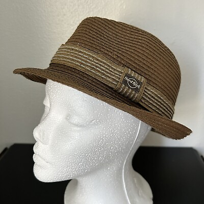 #ad Hard Rock Hotel Authentic Brown Paper Straw Fedora Hat One Size Unisex