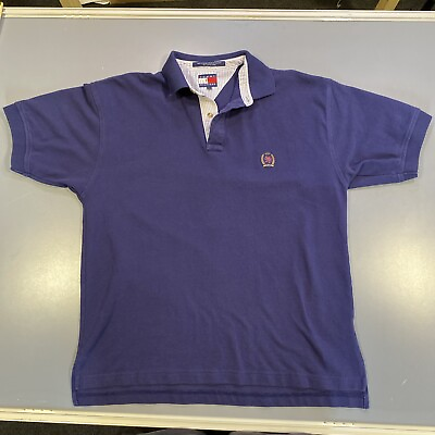#ad Vintage Tommy Hilfiger Men Polo Shirt Blue Short Sleeve Embroidered M
