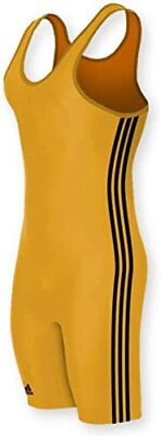 #ad adidas aS102s Wrestling 3 Stripes Singlet Athletic Gold Black $49.95