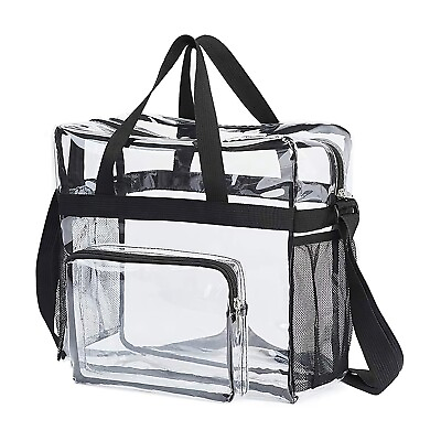 #ad Large Clear Lunch Bag PVC Plastic See Through Lunch Bag with Adjustable Strap $14.28