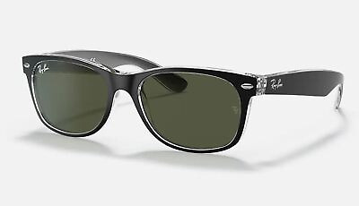 #ad Ray Ban New Wayfarer Color Mix Matte Black Transparent Green 58 mm Sunglasses