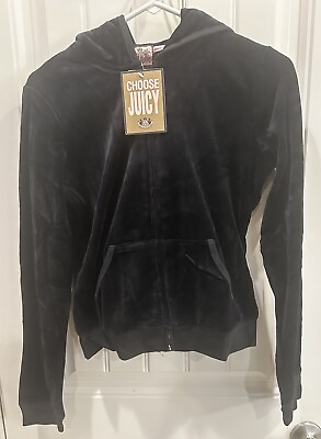 #ad Juicy Couture XL Black with Lt Gray Juicy Logo Y2K Tracksuit Authentic Juicy
