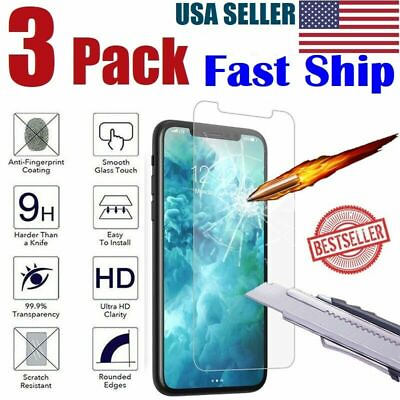 #ad Screen Protector Tempered Glass For iPhone SE 5 6 7 8 Plus X Xs Max XR 11 Pro