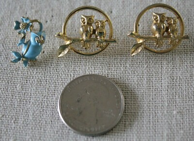 #ad Lot of 3 Owls Hoot Owls Metal Pins Pinbacks #33761