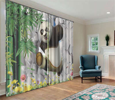 #ad Cool Kung Fu Panda 3D Curtain Blockout Photo Printing Curtains Drape Fabric