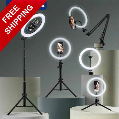#ad LED Ring Light Photography Lighting Selfie Lamp USB Dimmable With Tripod Photo