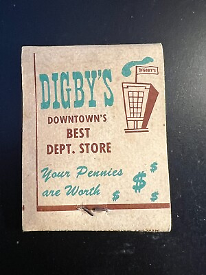 #ad VINTAGE MATCHBOOK DIGBY#x27;S DEPT. STORE NEW YORK NY UNSTRUCK