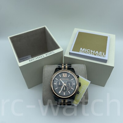 #ad New Michael Kors MK8561 Lexington Chronograph Two Tone Grey Quartz Men#x27;s Watch