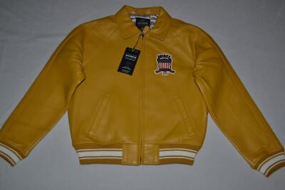 #ad AUTHENTIC Avirex Icon Leather A1 BOMBER Jacket MENS MUSTARD YELLOW NEW ALL SIZES