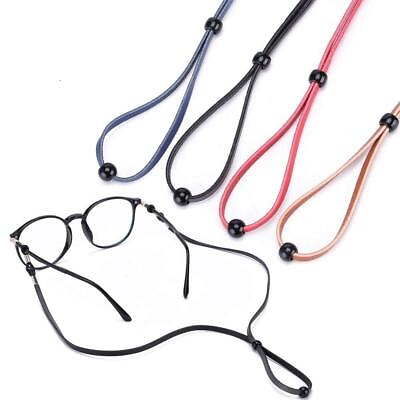 #ad Pack of 4 Eco Leather Eyeglass Straps Adjustable Eyewear Retainers Anti sli...
