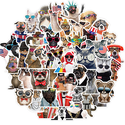 #ad 50pcs Funny Pets Vinyl Stickers for Skateboard Phone Laptop Luggage Water Bottle