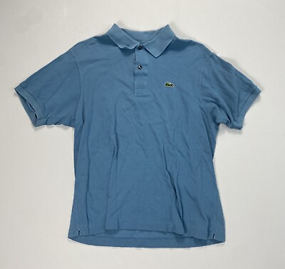 #ad Lacoste Polo Shirt MENS Size 5 Designer Modern Classic Golf Blue Preppy