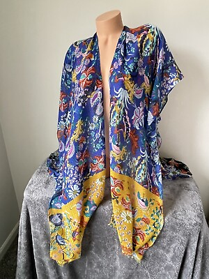 #ad Anthropologie Do Everything in Love Kimono Duster One Size Blue Colorful Soft