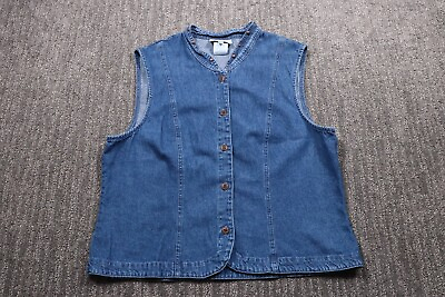 #ad River Ridge Denim Sleeveless Button Up Shirt Vintage 90#x27;s USA Made Women#x27;s L