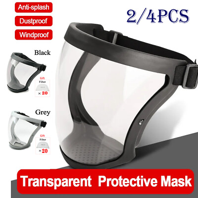 #ad Anti Fog Face Shield Protective Cover Transparent Full Shield Mask with Filter