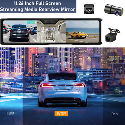 #ad HD 2.5K 1080P 11.26quot; Car Dash Cam Rearview Mirror Android Radio Loop Rec Carplay