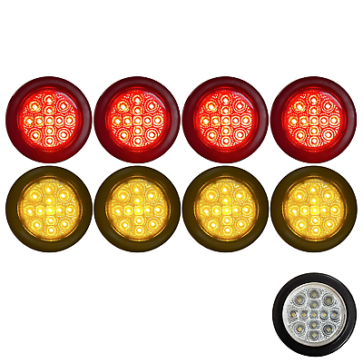 #ad 2quot; Round 13 LED Trailer Side Marker Clearance Light Clear Lens Red Amber 12V