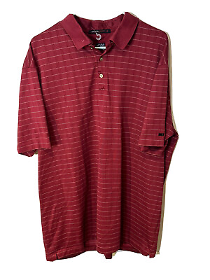 #ad Vintage Nike Tiger Woods Red Black Striped Polo Short Sleeve Shirt Sz XXL