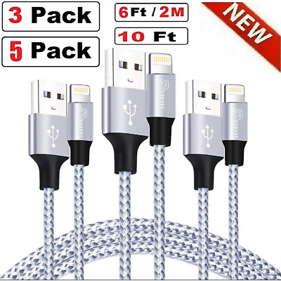 #ad 3 Pack Fast Charger Cable Heavy Duty For iPhone 14 13 12 11 XR 8 7 Charging Cord $11.99