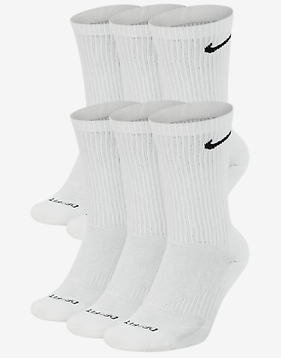 #ad Men#x27;s Nike Crew Socks Everyday Cotton Cushioned Dri Fit 3 Pairs Medium White