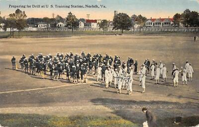 #ad US Training Station Drill NORFOLK VA Military Virginia c1910s Vintage Postcard
