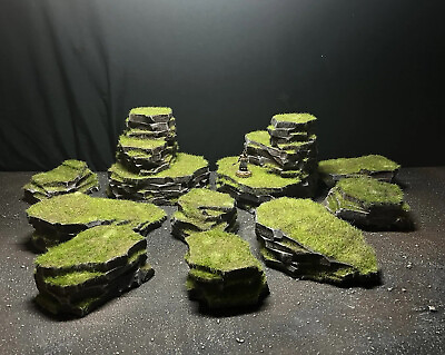 #ad Wargaming Warhammer 40k Compatible Terrain set of grass hills Fully Painted