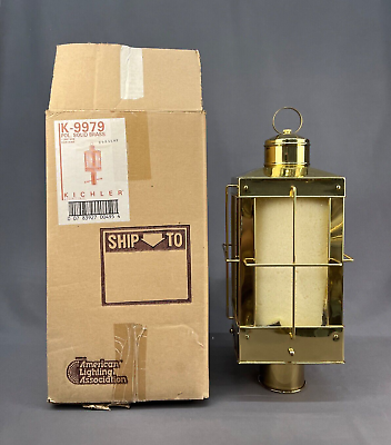 #ad NOS Kichler Polished Brass amp; Clear Seedy Glass Post Top 19quot; Lantern Light K 9979