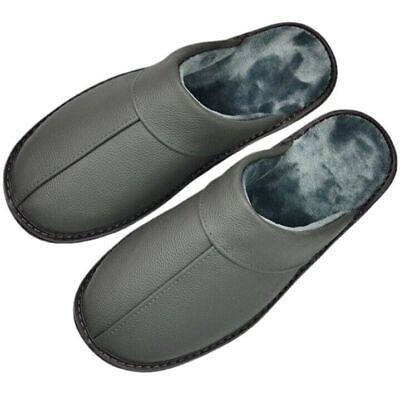 #ad Mens Home Slippers Womens Spring Slip On Soft Bedroom Indoor Flat Leather Shoes